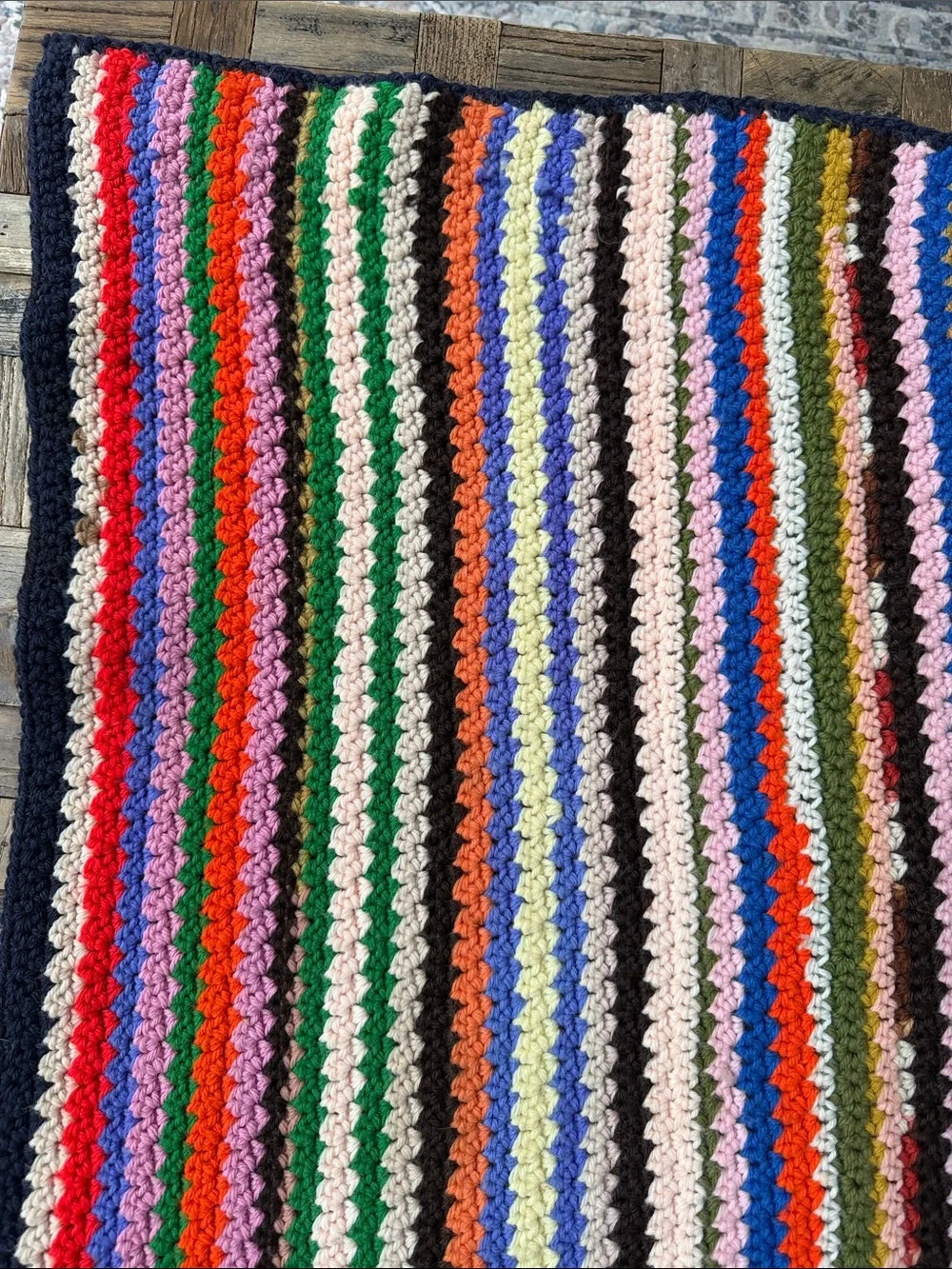 Multicolor Striped Crochet small Lap Blanket